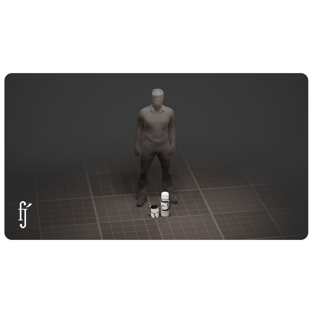 Vintage White Insulated Metal Thermos 3D Model – Low Poly Game Asset, FBX