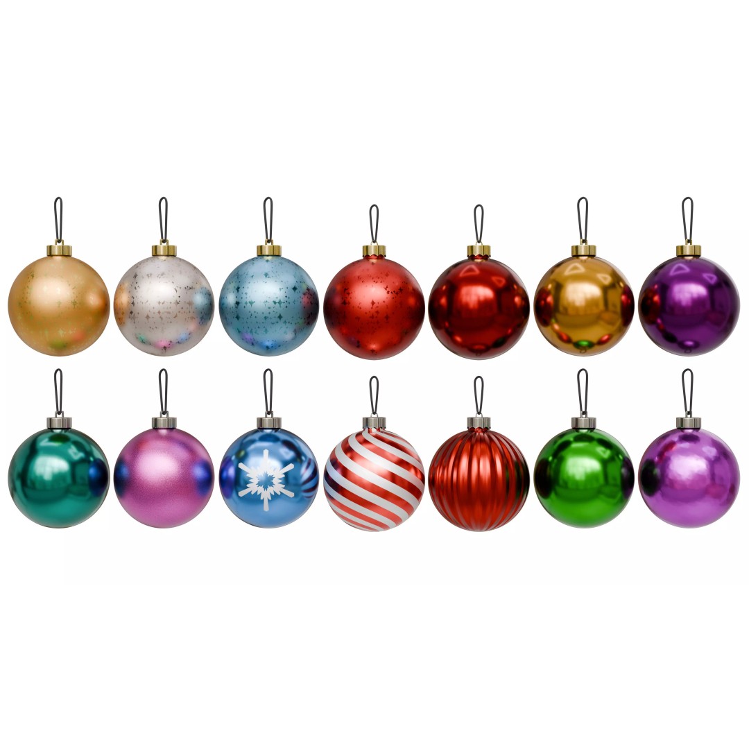Christmas Ball 3D Model – Low Poly Ornament Collection, FBX, OBJ - View 2