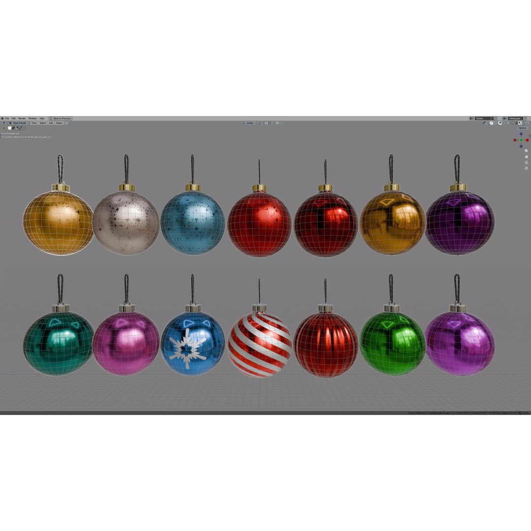 Christmas Ball 3D Model – Low Poly Ornament Collection, FBX, OBJ - View 22
