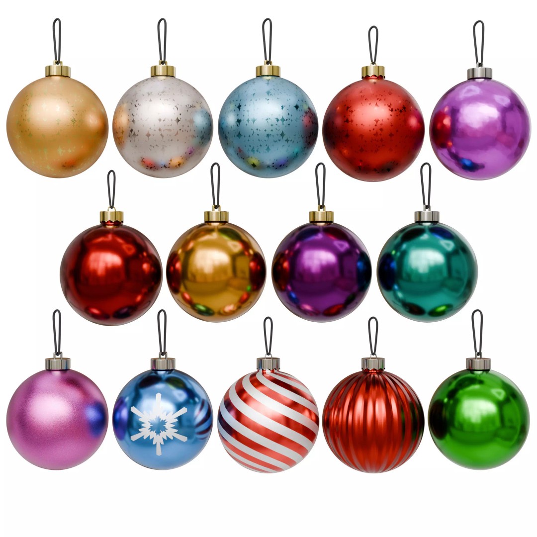 Christmas Ball 3D Model – Low Poly Ornament Collection, FBX, OBJ - View 3