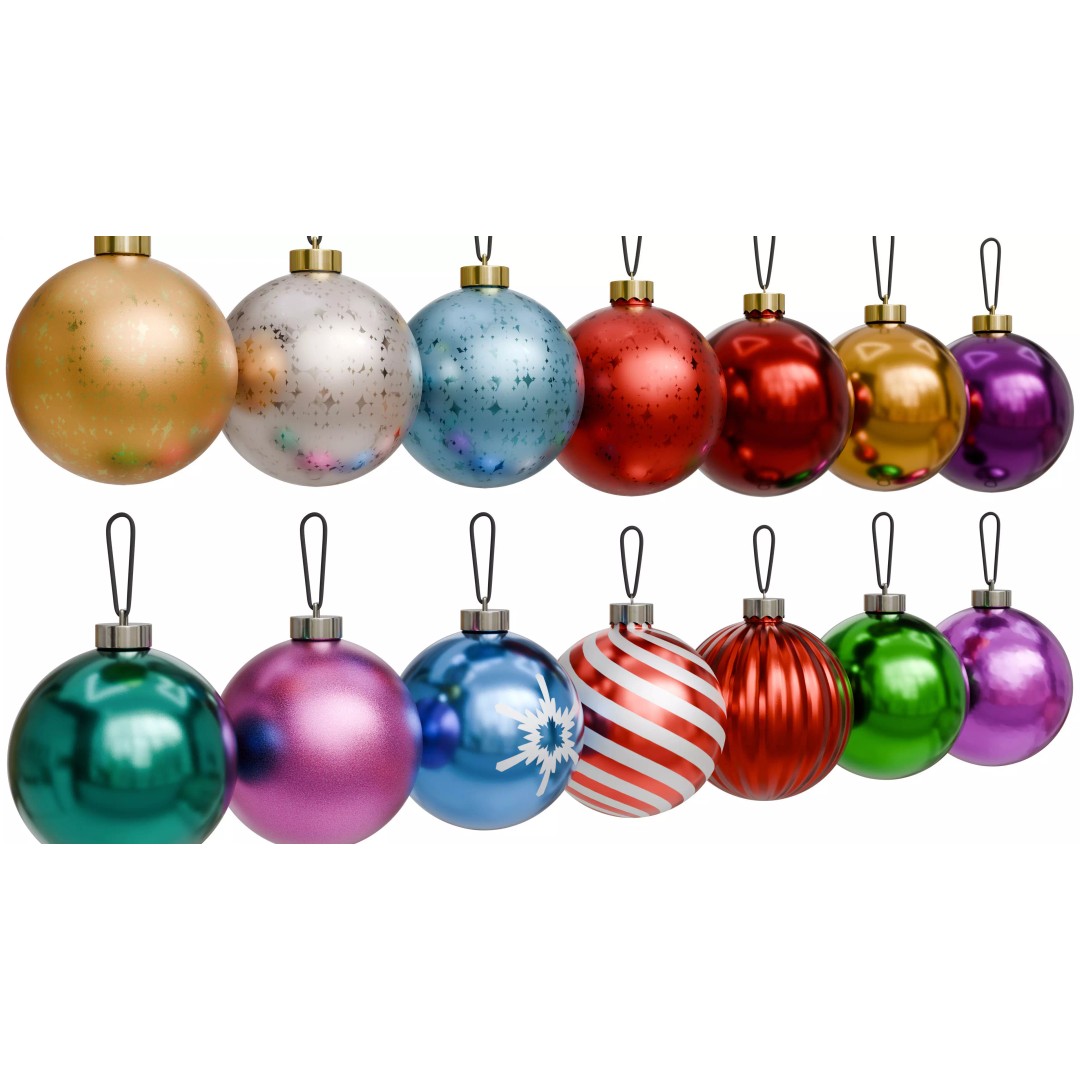 Christmas Ball 3D Model – Low Poly Ornament Collection, FBX, OBJ - View 4