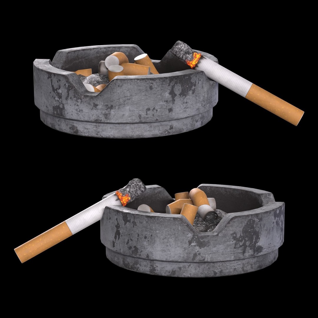 Ashtray and Cigarettes 3D Model – Low Poly PBR Asset, FBX, OBJ - View 5