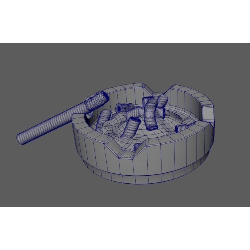 Ashtray and Cigarettes 3D Model – Low Poly PBR Asset, FBX, OBJ - View 6