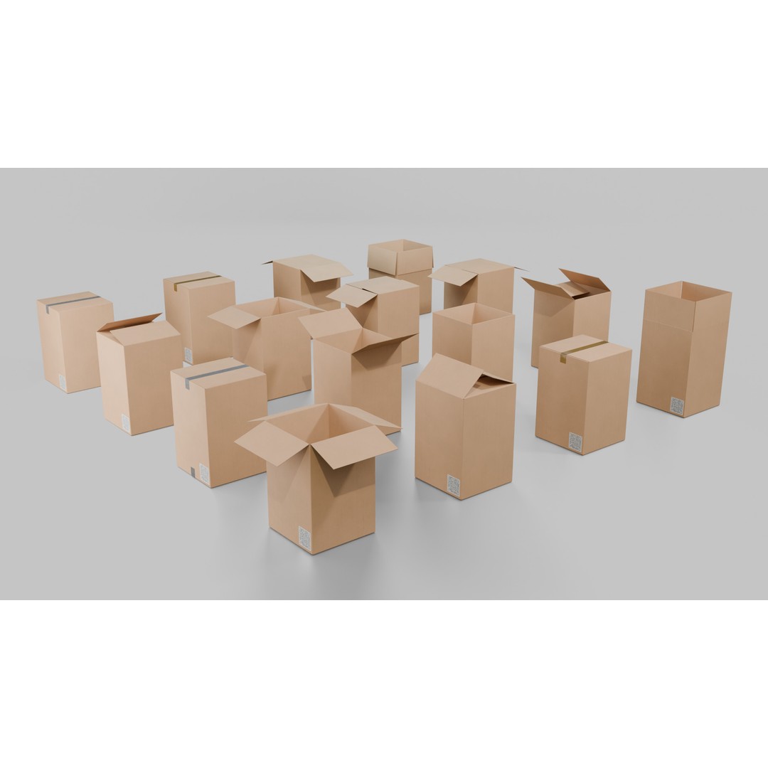 Deep Storage Cardboard Box 3D Model – Rigged Low-Poly PBR Asset, FBX - View 13