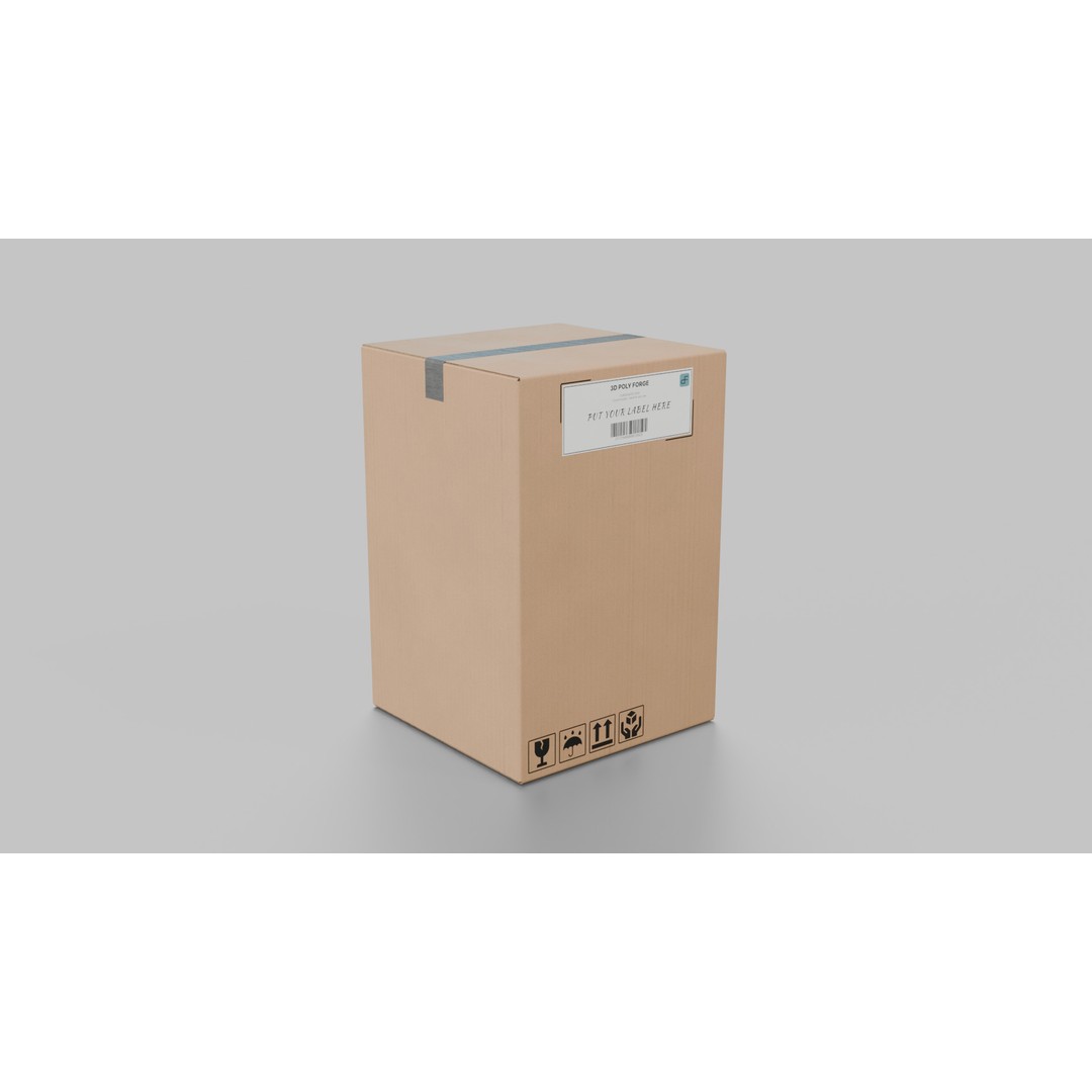 Deep Storage Cardboard Box 3D Model – Rigged Low-Poly PBR Asset, FBX - View 3