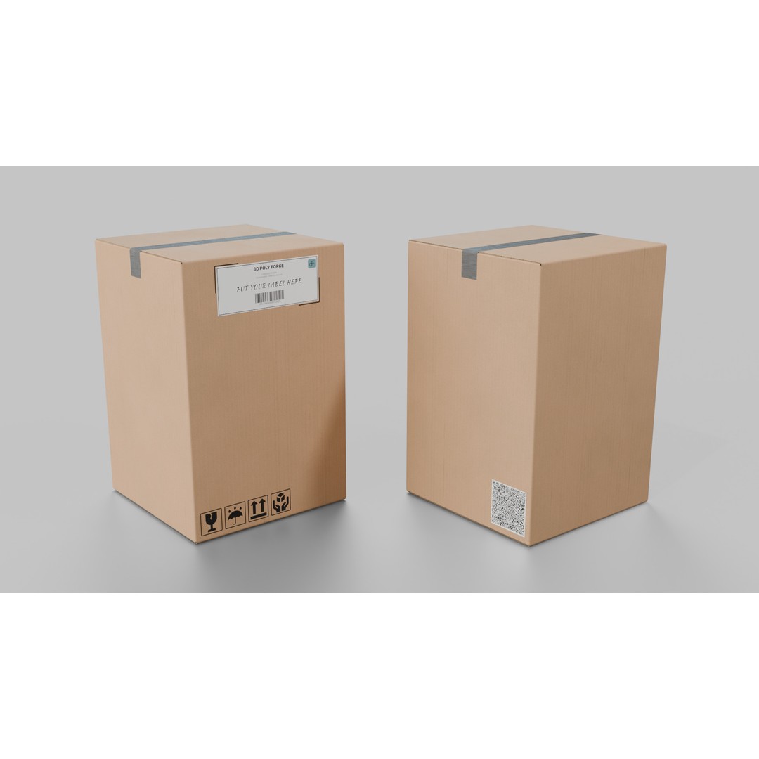 Deep Storage Cardboard Box 3D Model – Rigged Low-Poly PBR Asset, FBX - View 6