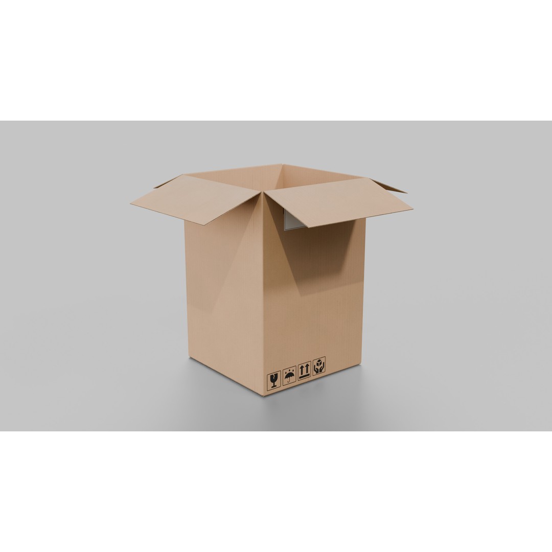Deep Storage Cardboard Box 3D Model – Rigged Low-Poly PBR Asset, FBX - View 8