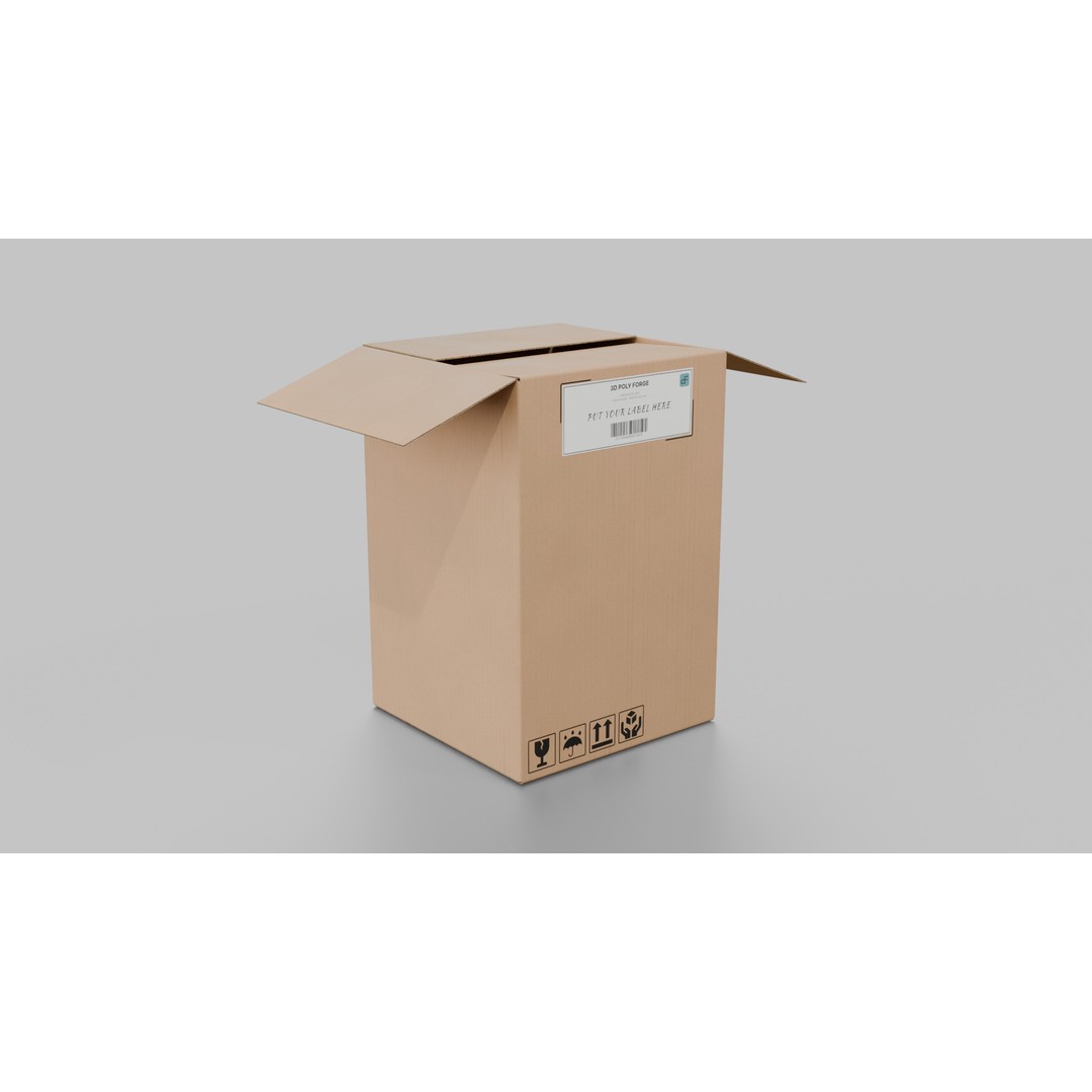 Deep Storage Cardboard Box 3D Model – Rigged Low-Poly PBR Asset, FBX - View 9