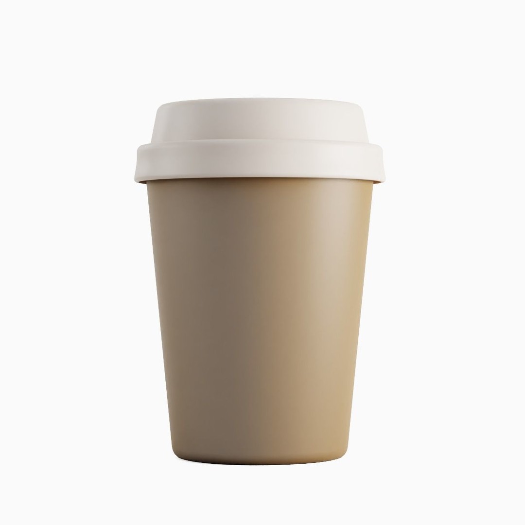 Plastic Coffee Cup 3D Model – Low Poly Game Asset, PBR Textures - View 3