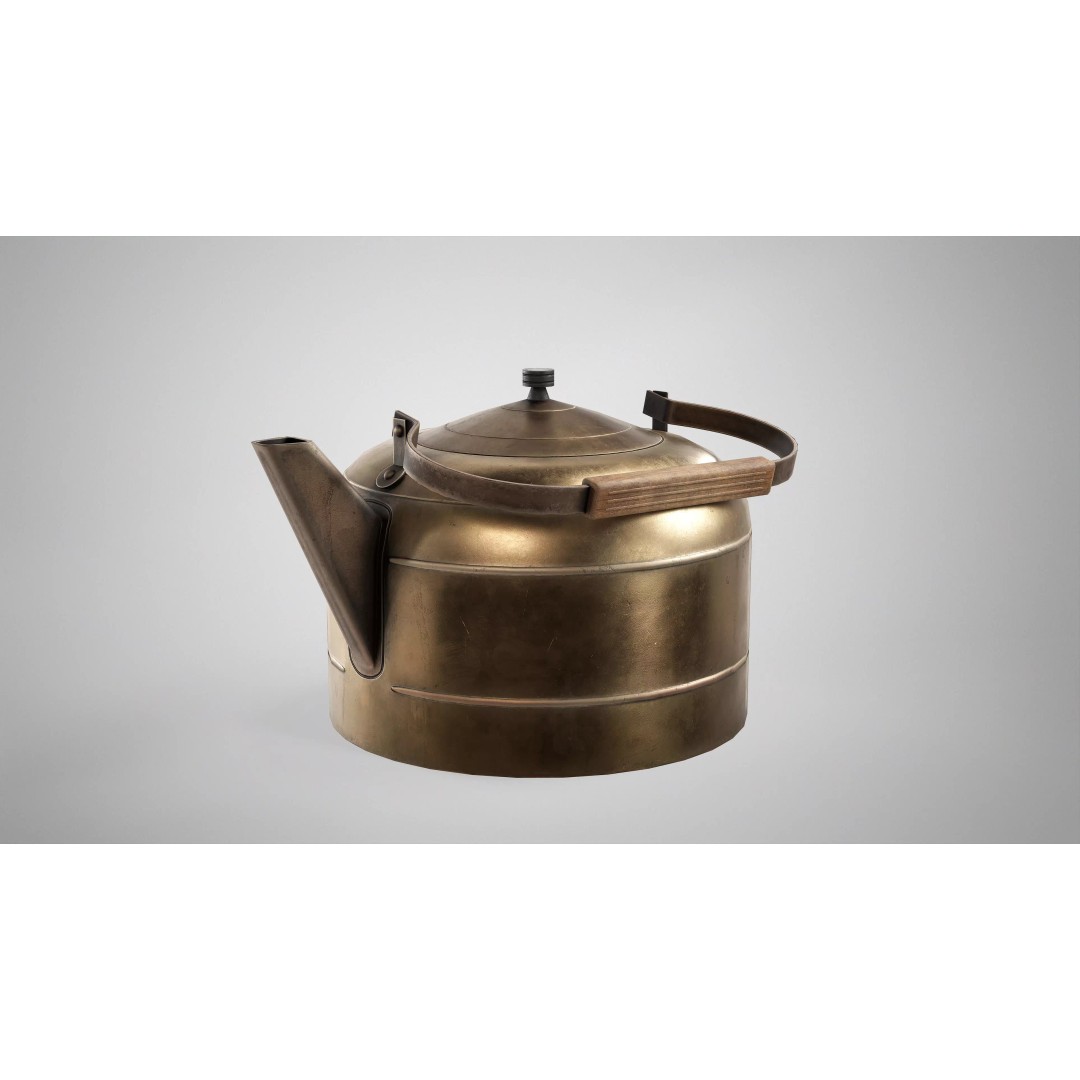 Vintage Tea Kettle 3D Model – Low Poly PBR Kitchenware, FBX, OBJ - View 10