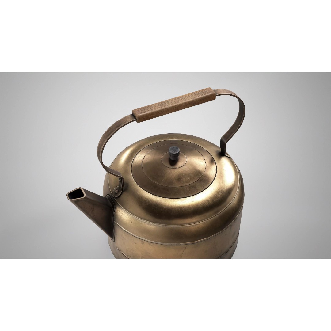 Vintage Tea Kettle 3D Model – Low Poly PBR Kitchenware, FBX, OBJ - View 12