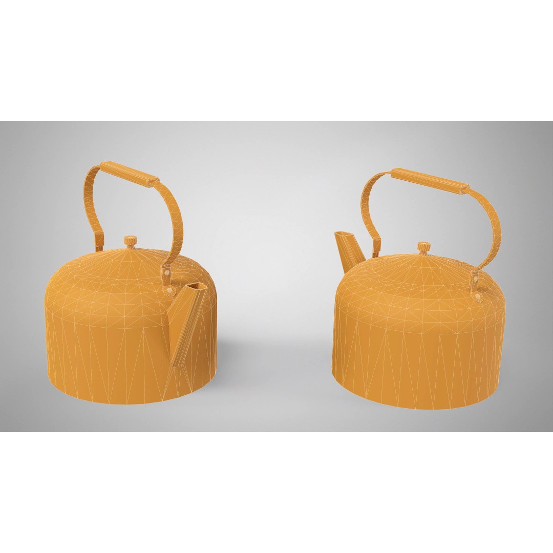 Vintage Tea Kettle 3D Model – Low Poly PBR Kitchenware, FBX, OBJ - View 14