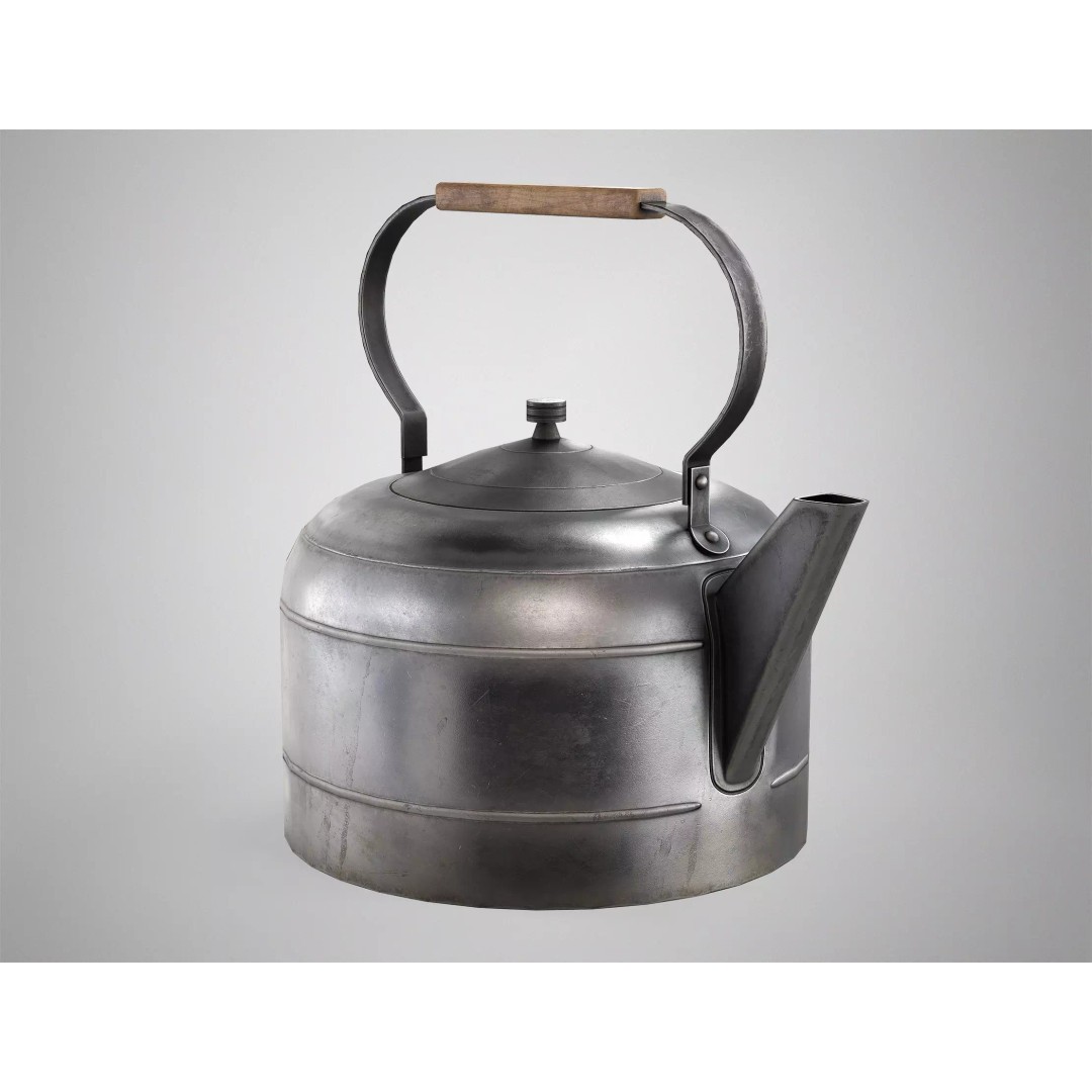 Vintage Tea Kettle 3D Model – Low Poly PBR Kitchenware, FBX, OBJ - View 2