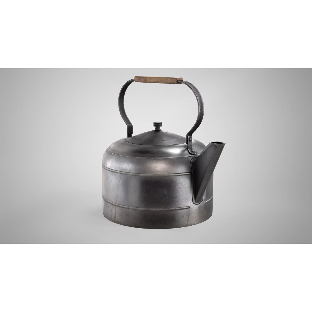 Vintage Tea Kettle 3D Model – Low Poly PBR Kitchenware, FBX, OBJ - View 4