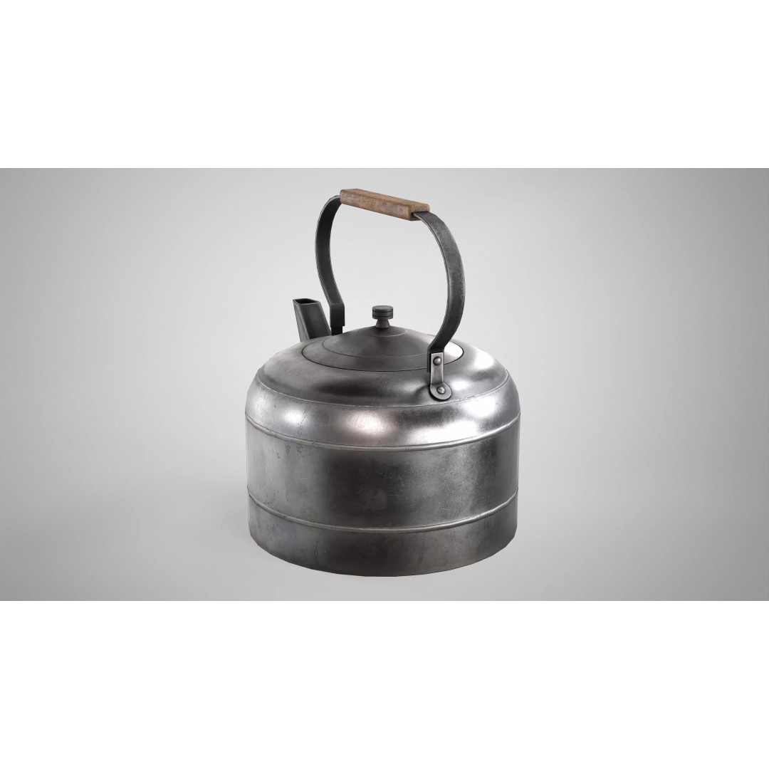 Vintage Tea Kettle 3D Model – Low Poly PBR Kitchenware, FBX, OBJ - View 6