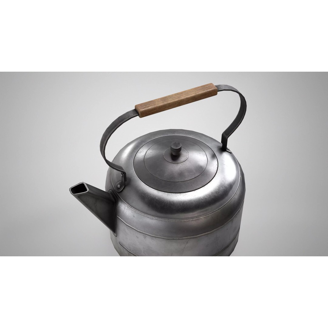 Vintage Tea Kettle 3D Model – Low Poly PBR Kitchenware, FBX, OBJ - View 7