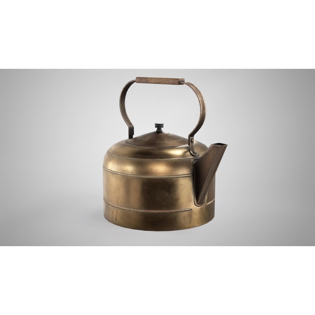 Vintage Tea Kettle 3D Model – Low Poly PBR Kitchenware, FBX, OBJ - View 9