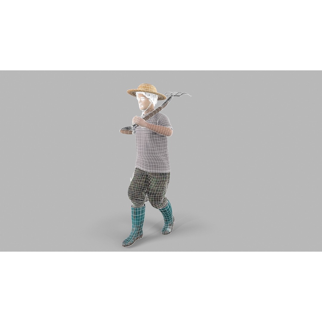 Farmer Avatar 3D Model – Low Poly Character with Animation, FBX & MAX