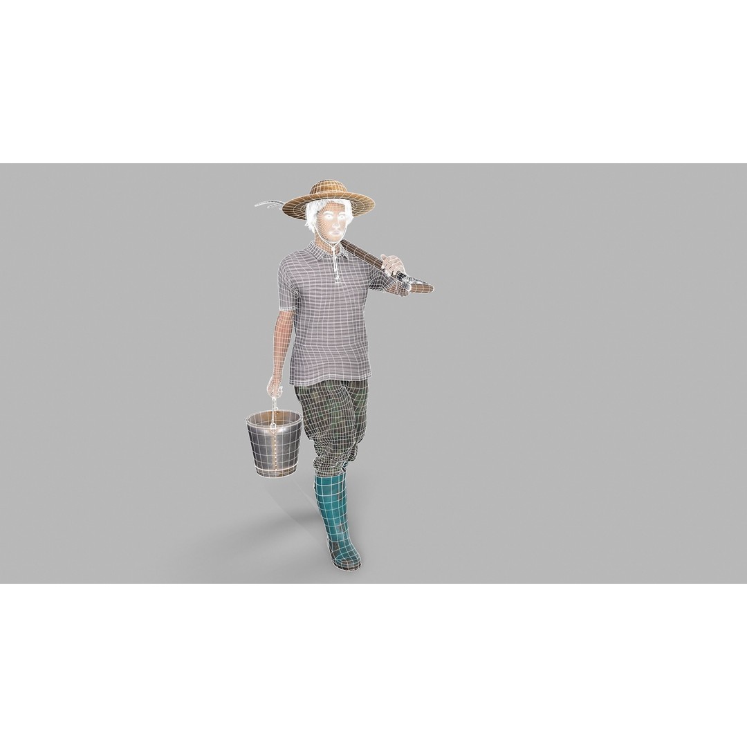 Farmer Avatar 3D Model – Low Poly Character with Animation, FBX & MAX - View 11