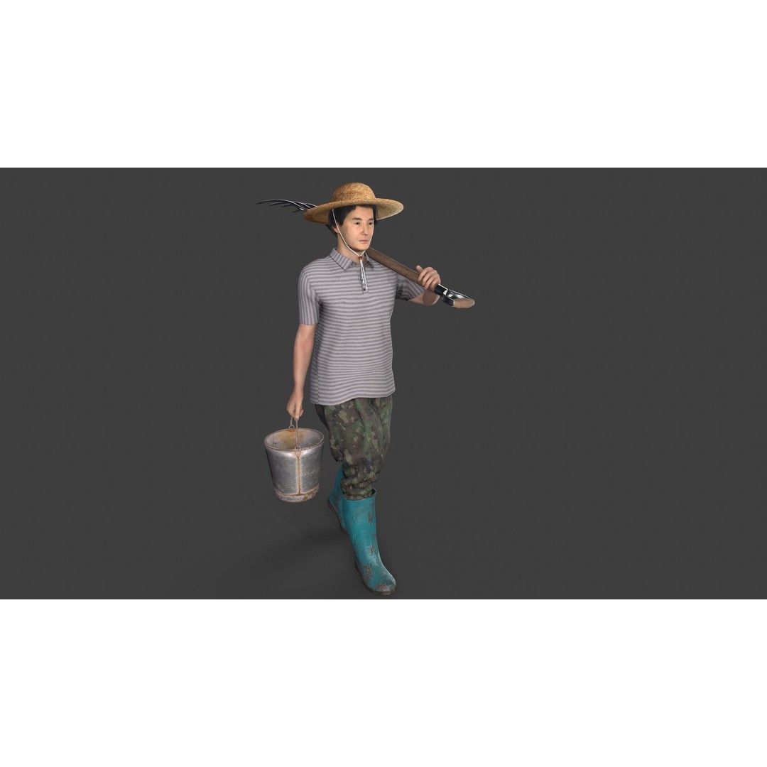Farmer Avatar 3D Model – Low Poly Character with Animation, FBX & MAX - View 6