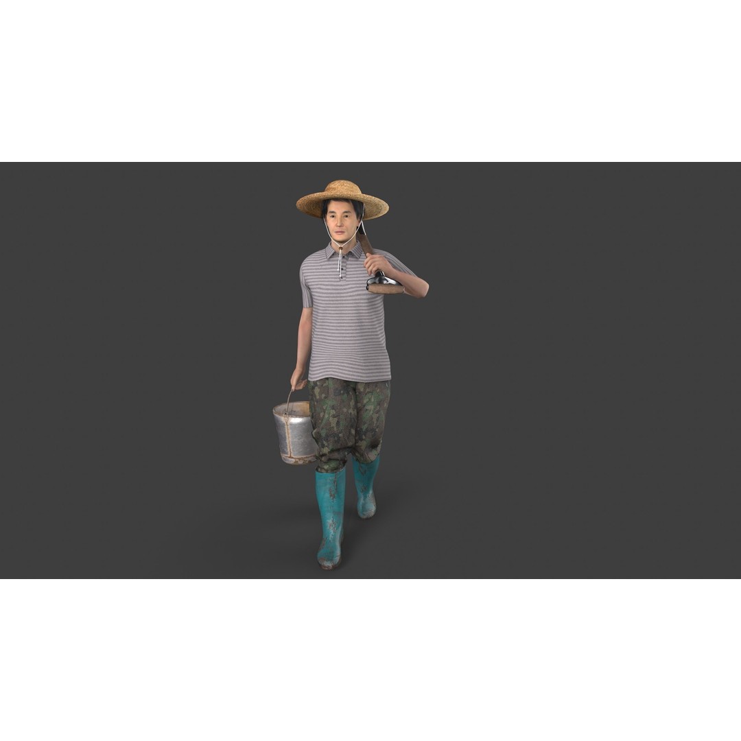 Farmer Avatar 3D Model – Low Poly Character with Animation, FBX & MAX - View 7