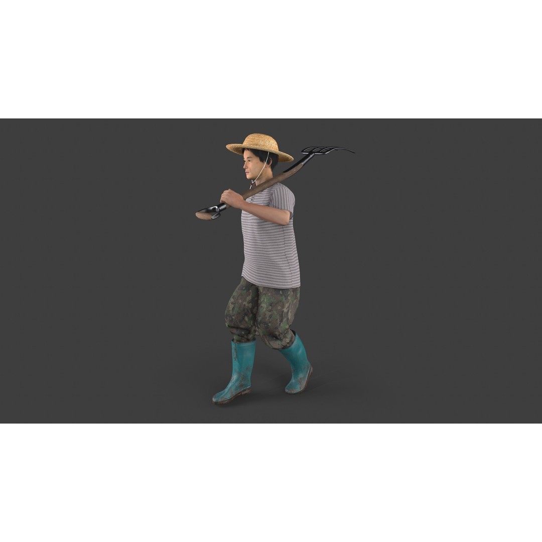 Farmer Avatar 3D Model – Low Poly Character with Animation, FBX & MAX - View 8