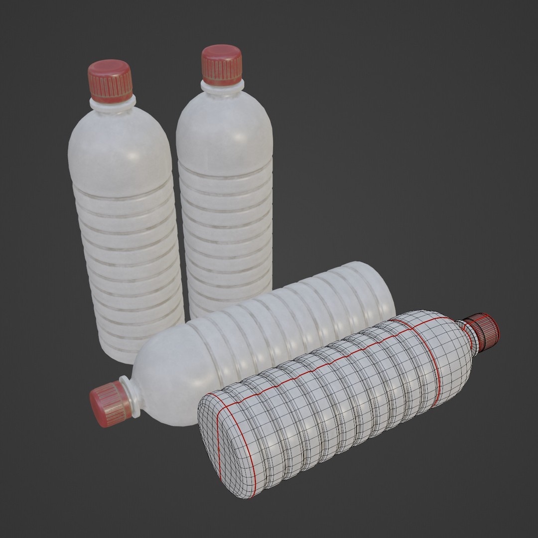 Plastic Bottle 3D Model – Low Poly PBR Asset for Games, FBX, OBJ - View 9