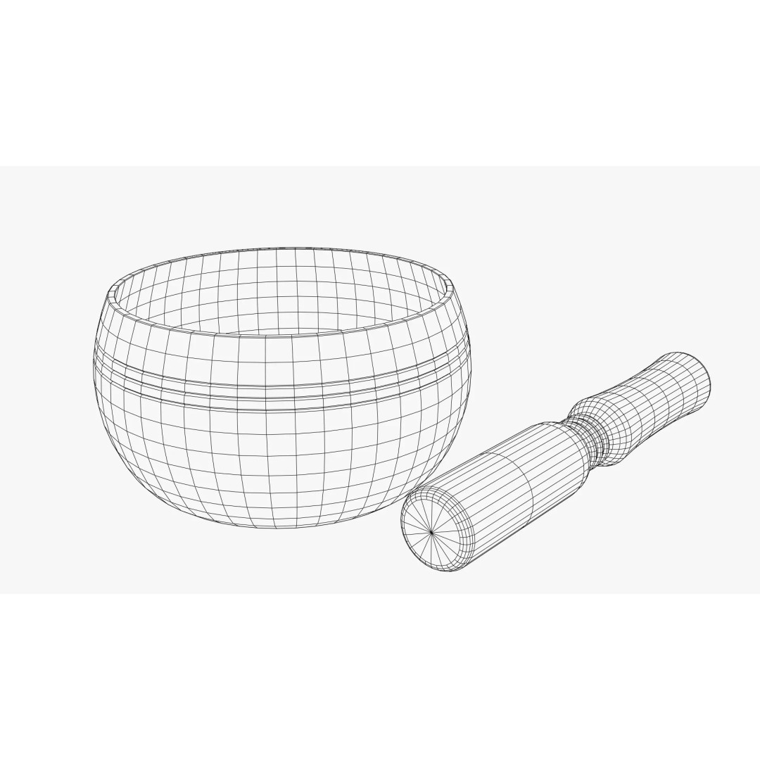 Tibetan Singing Bowl 3D Model – Low Poly PBR Meditation Asset, FBX & OBJ - View 12