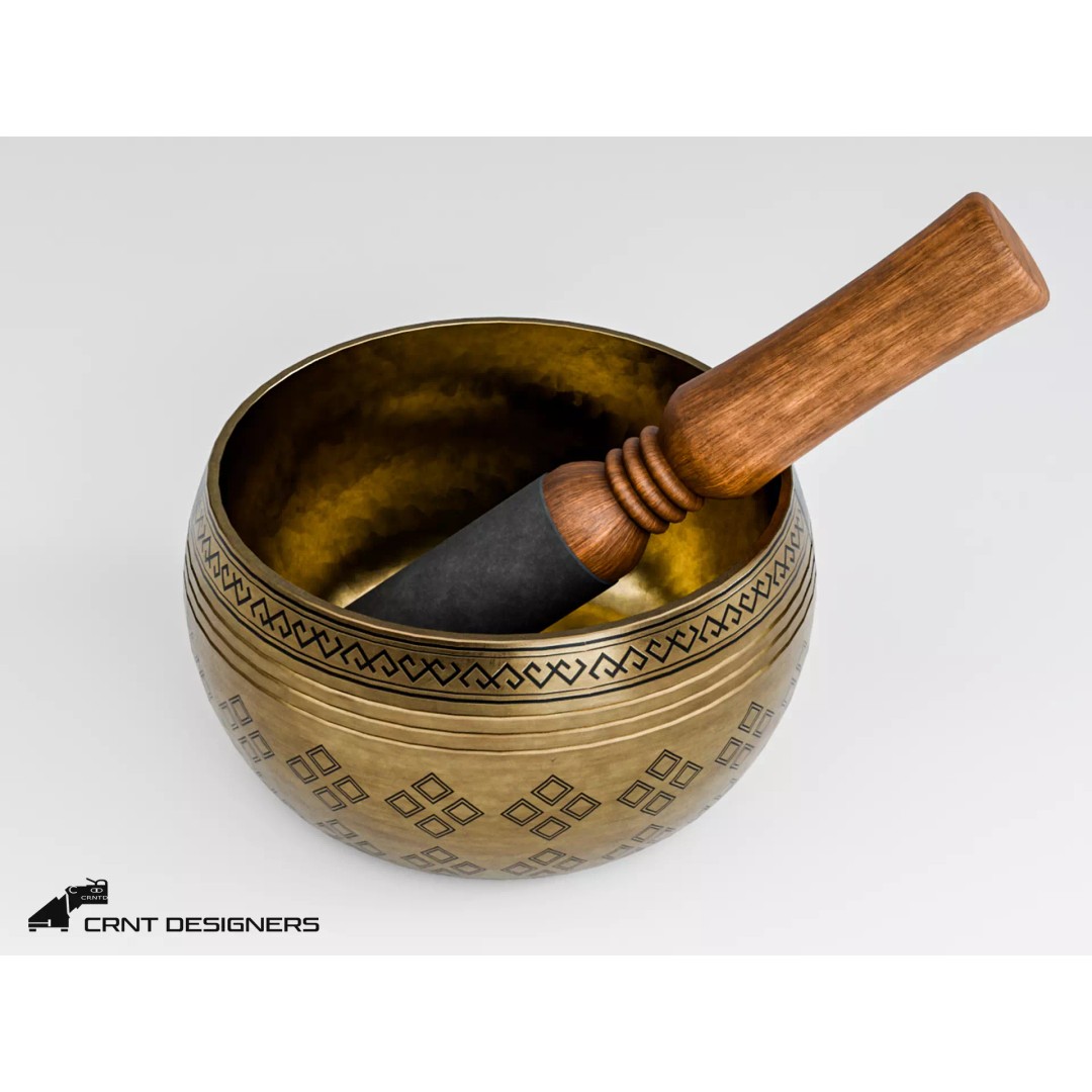 Tibetan Singing Bowl 3D Model – Low Poly PBR Meditation Asset, FBX & OBJ - View 2
