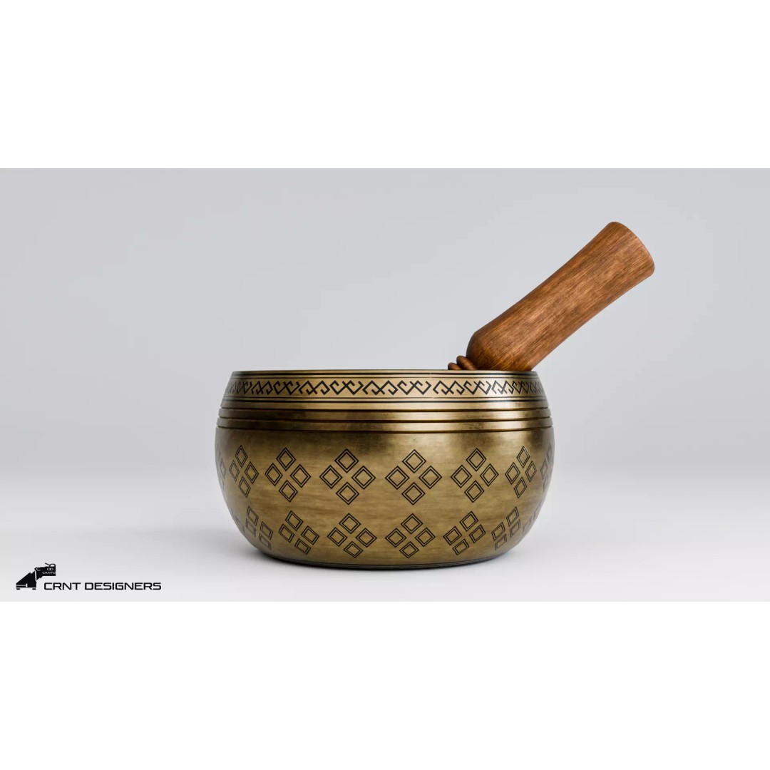 Tibetan Singing Bowl 3D Model – Low Poly PBR Meditation Asset, FBX & OBJ - View 3