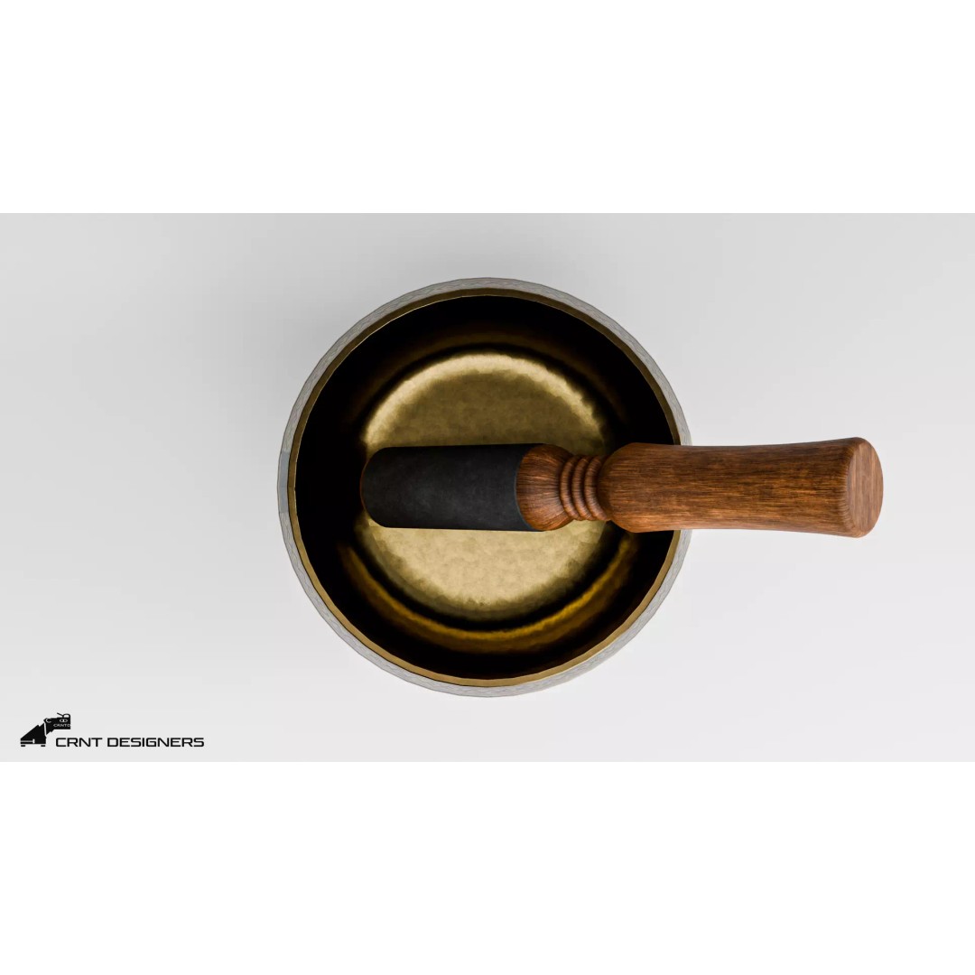 Tibetan Singing Bowl 3D Model – Low Poly PBR Meditation Asset, FBX & OBJ - View 6