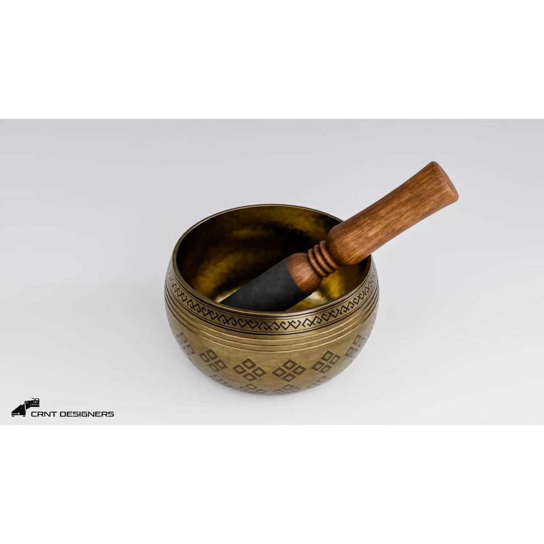 Tibetan Singing Bowl 3D Model – Low Poly PBR Meditation Asset, FBX & OBJ - View 7