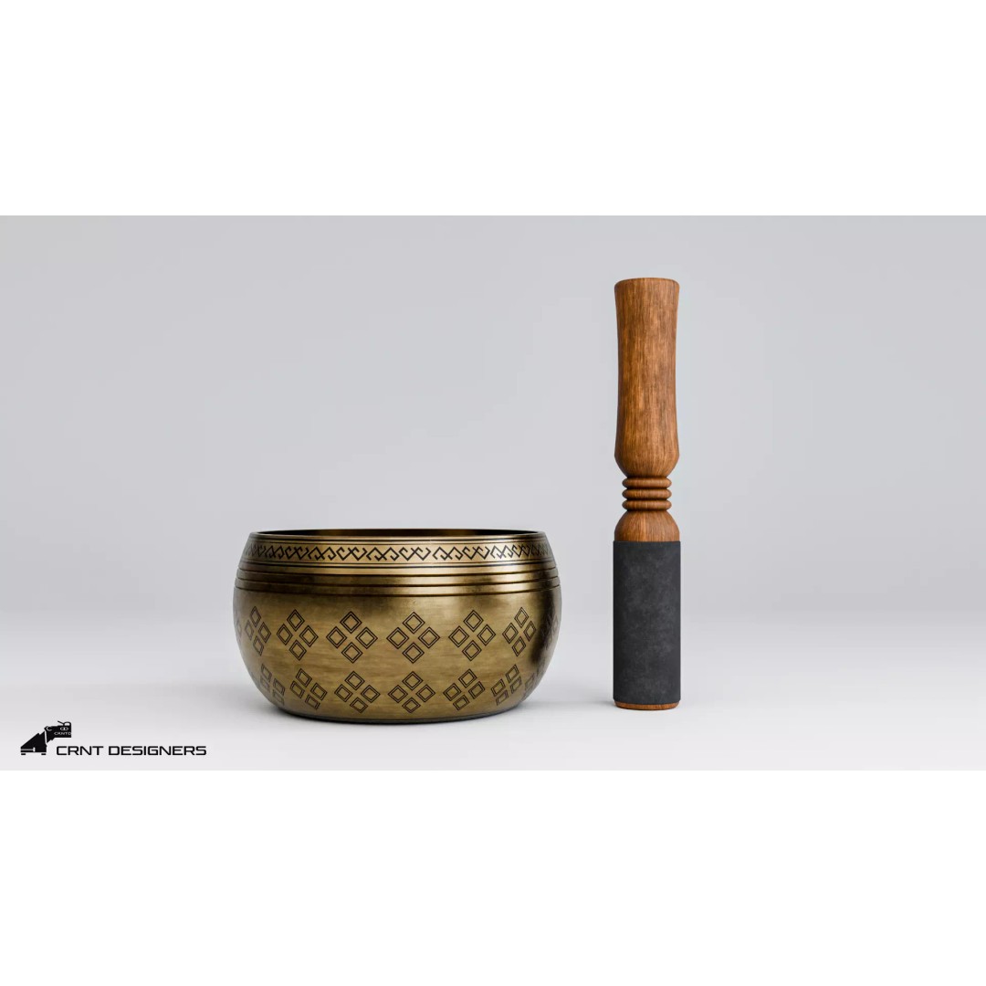 Tibetan Singing Bowl 3D Model – Low Poly PBR Meditation Asset, FBX & OBJ - View 9