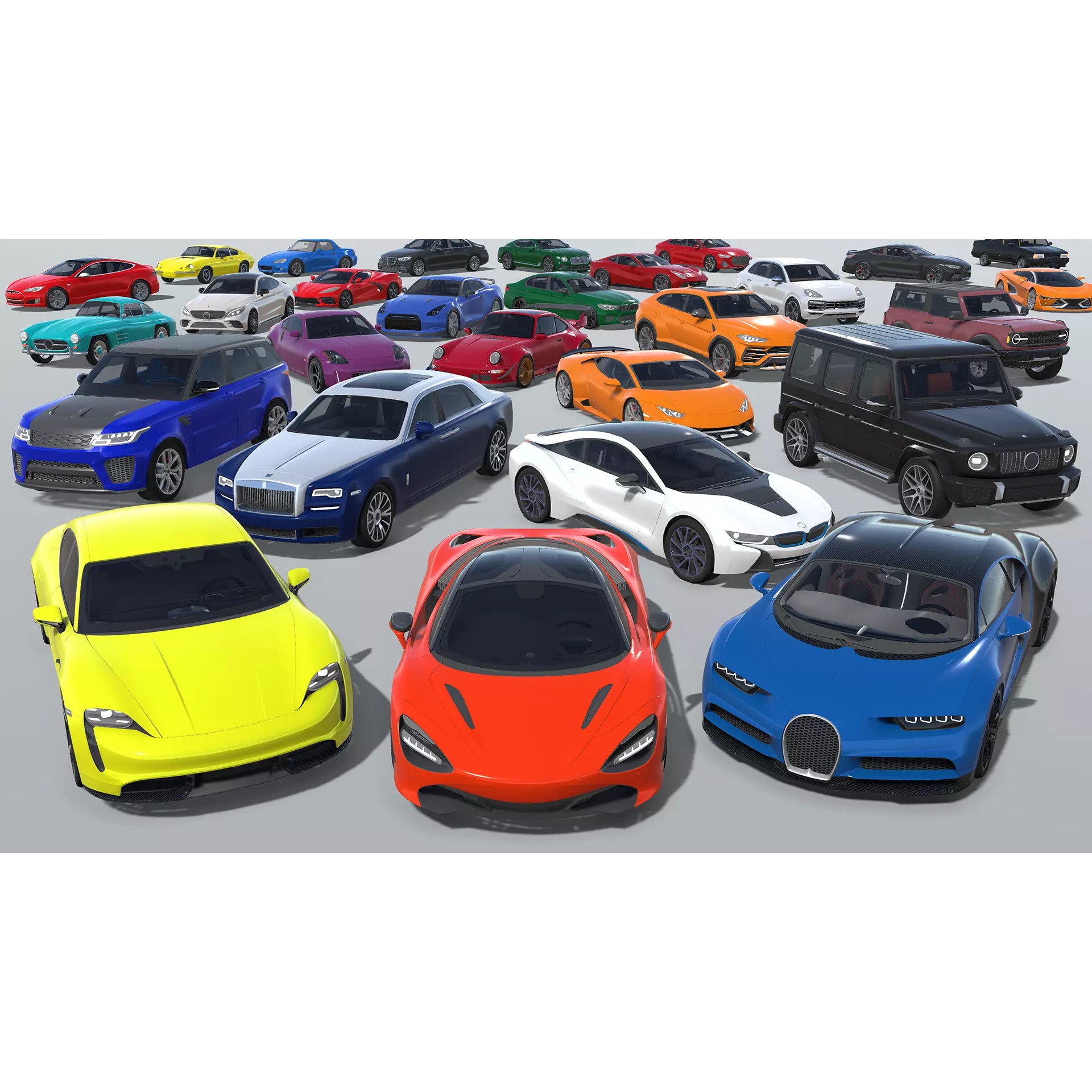 30 Cars Pack - Low-Poly Game-Ready 3D Model - View 2
