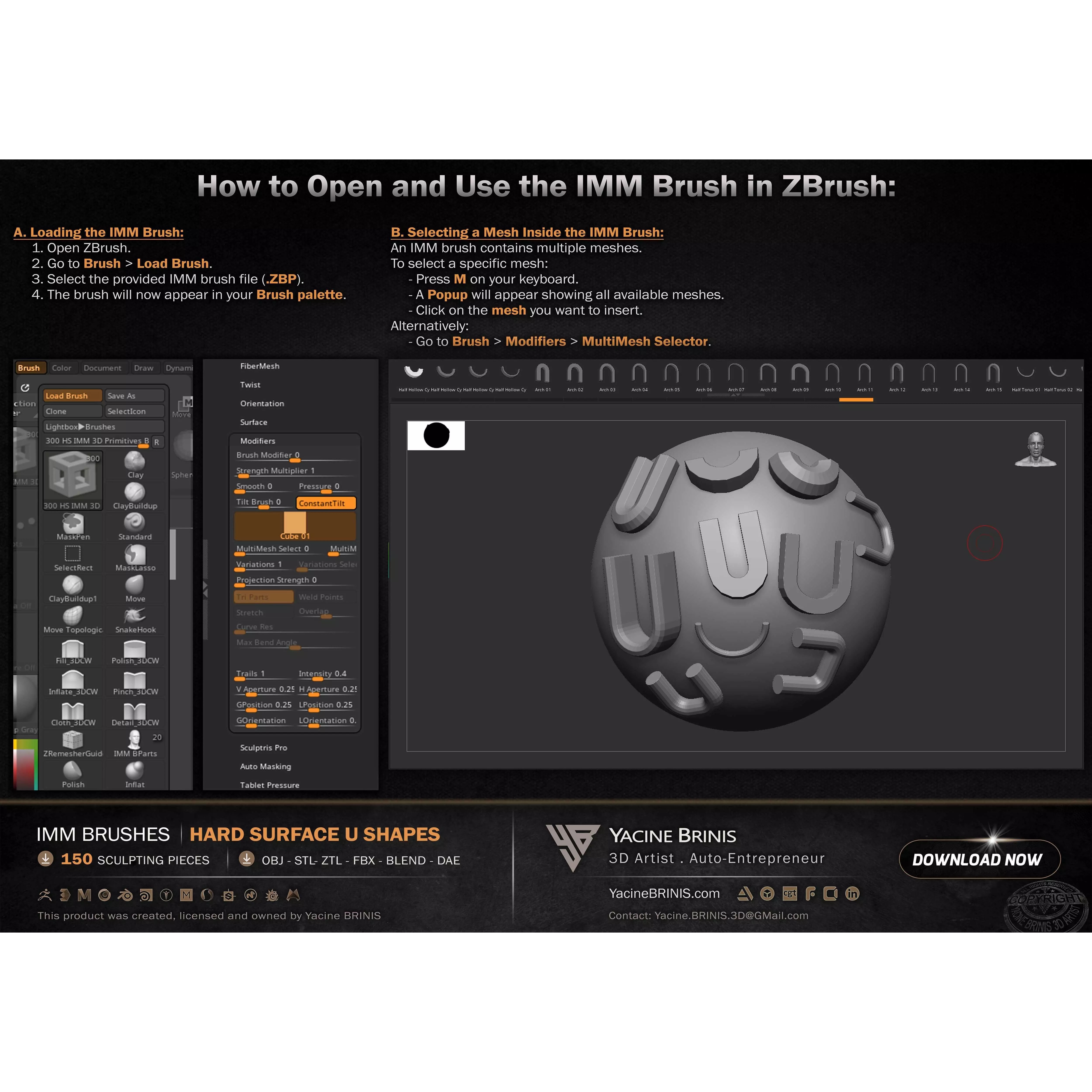 150 Hard Surface IMM U Shapes - Low-Poly 3D Model - View 28