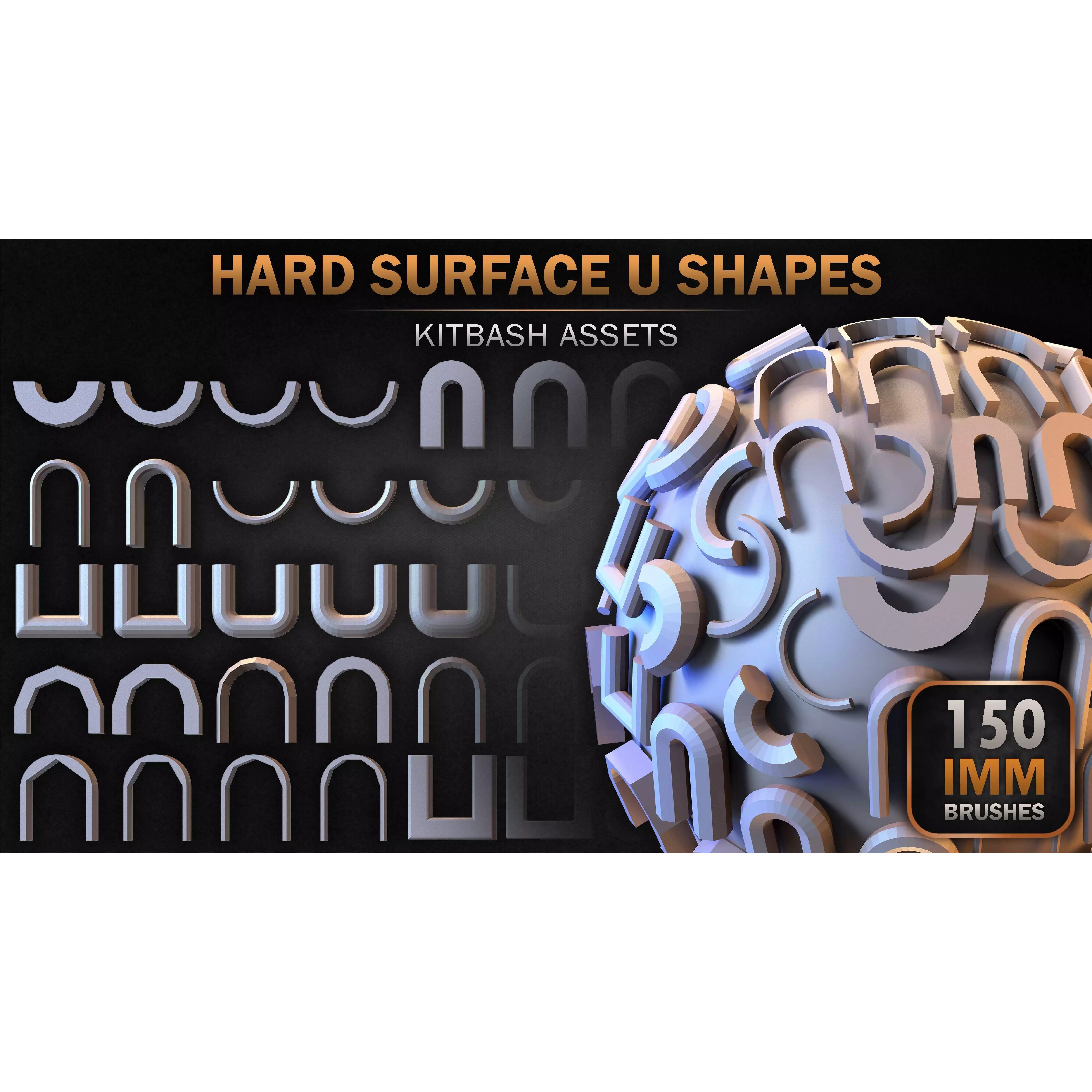 150 Hard Surface IMM U Shapes - Low-Poly 3D Model - View 29