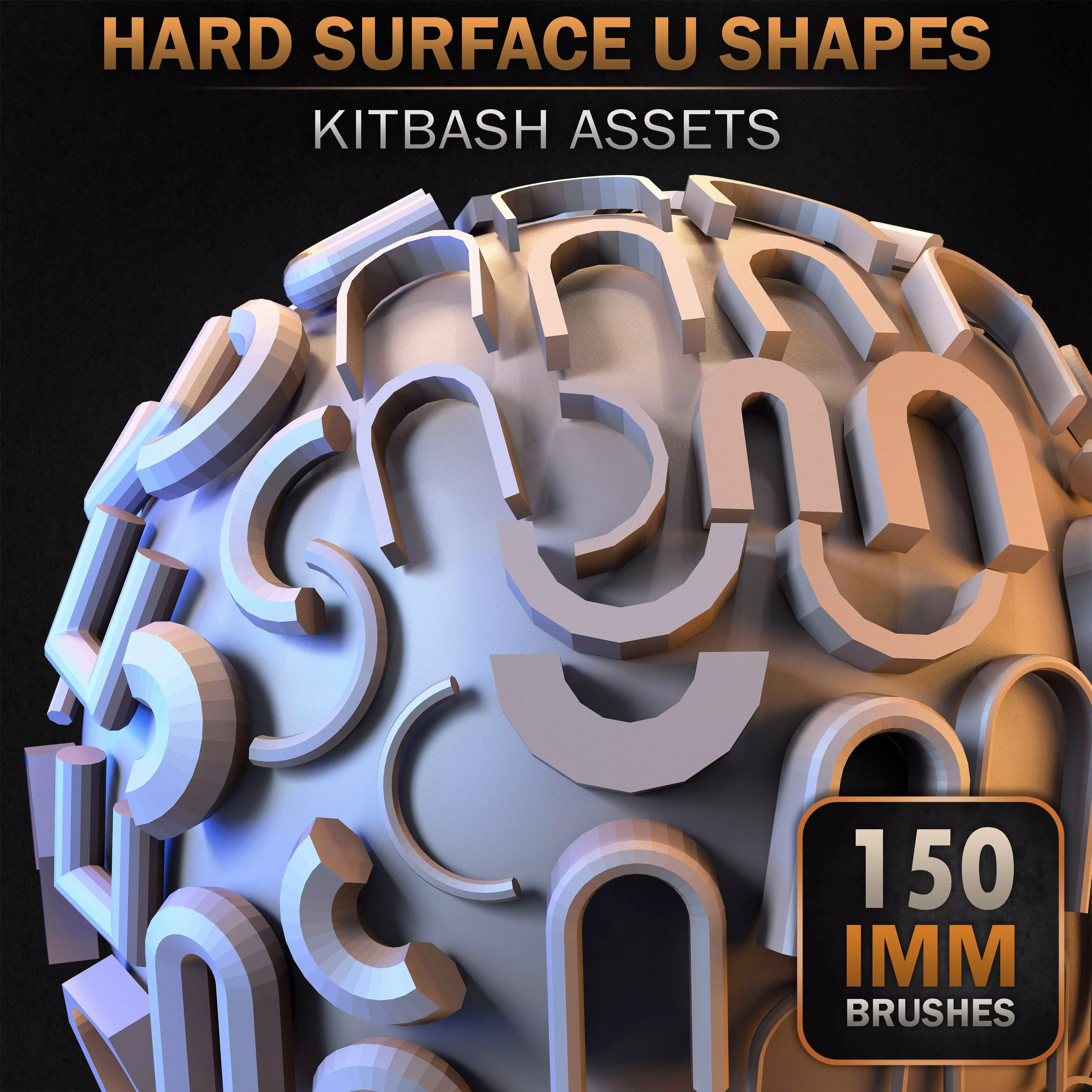 150 Hard Surface IMM U Shapes - Low-Poly 3D Model - View 31