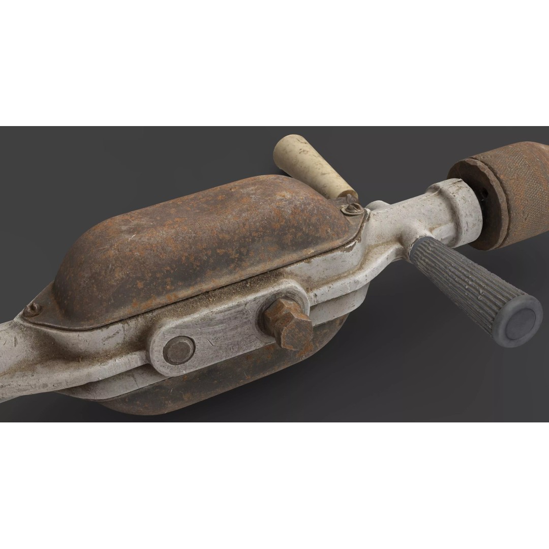 Old Metal Drill 3D Model – Low Poly Game Ready Asset, FBX - View 2