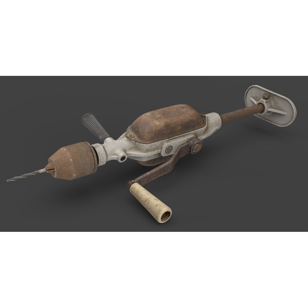 Old Metal Drill 3D Model – Low Poly Game Ready Asset, FBX - View 3
