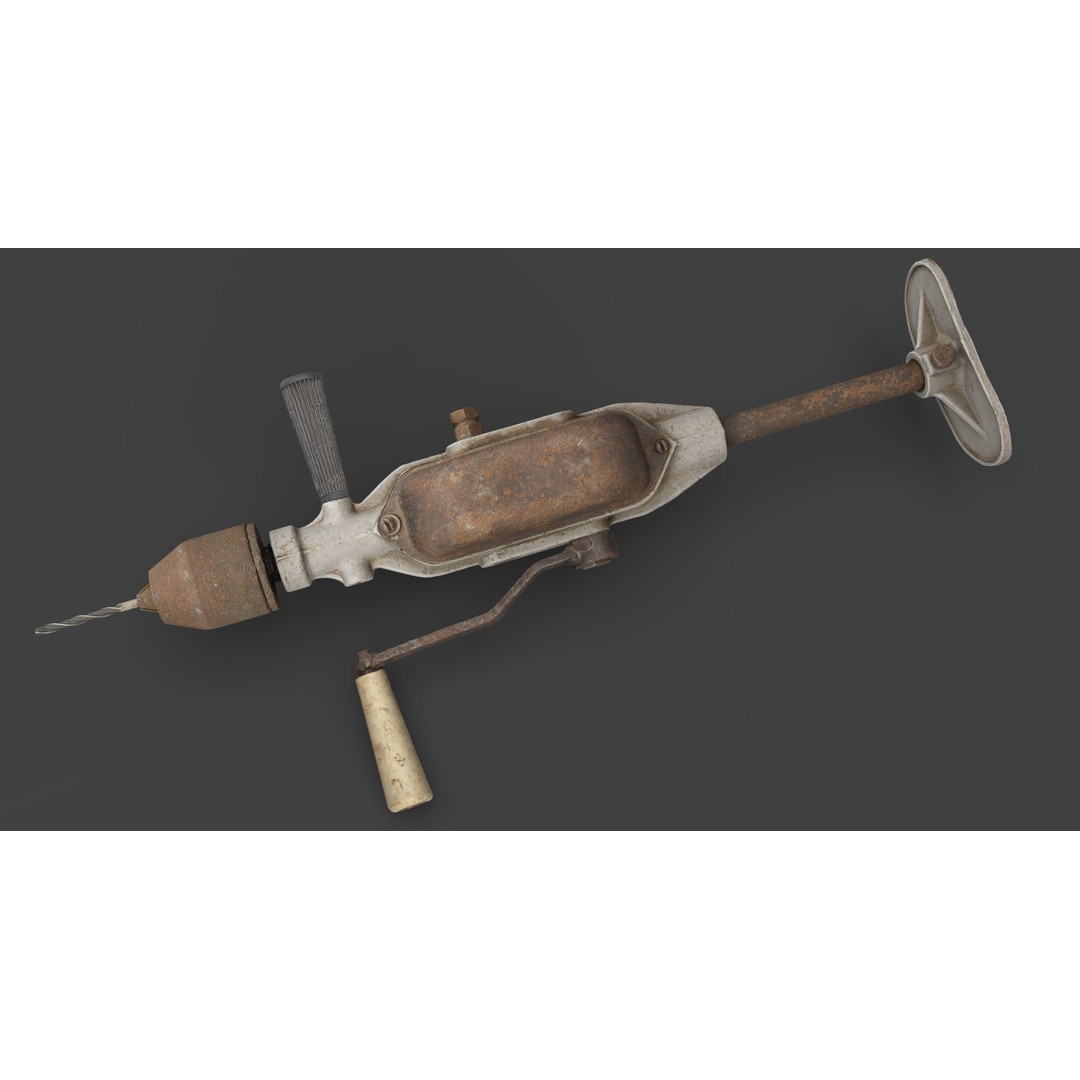 Old Metal Drill 3D Model – Low Poly Game Ready Asset, FBX - View 4