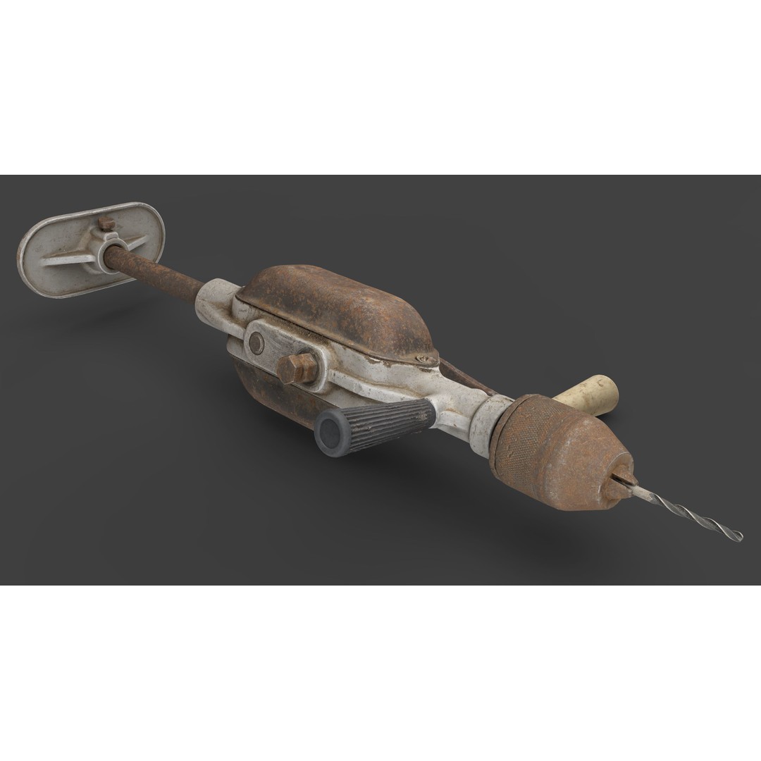 Old Metal Drill 3D Model – Low Poly Game Ready Asset, FBX - View 6