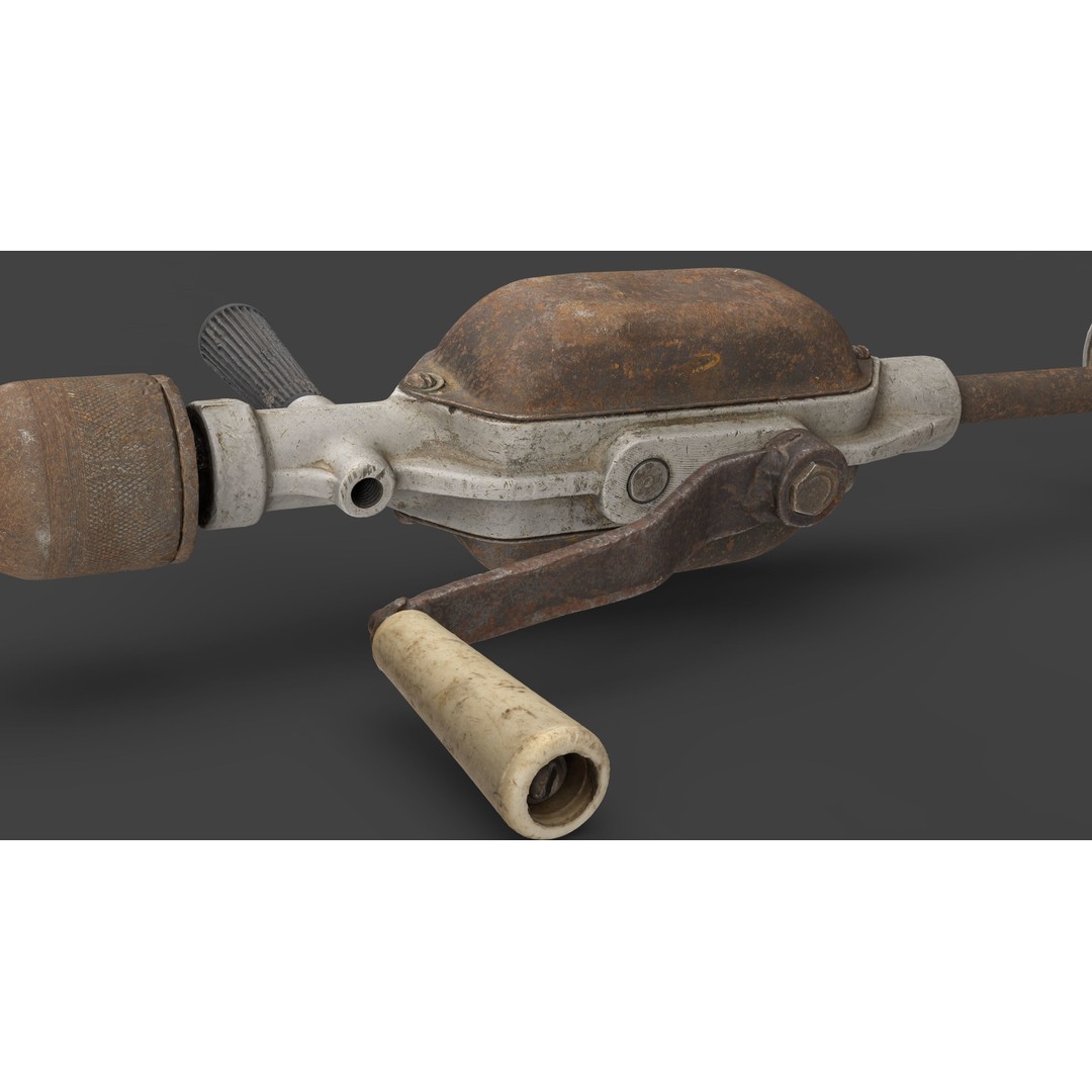 Old Metal Drill 3D Model – Low Poly Game Ready Asset, FBX - View 7