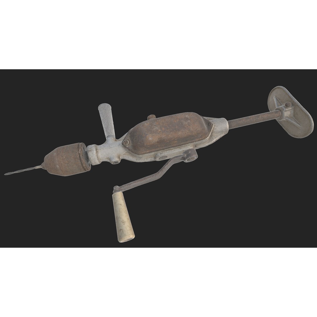 Old Metal Drill 3D Model – Low Poly Game Ready Asset, FBX - View 8