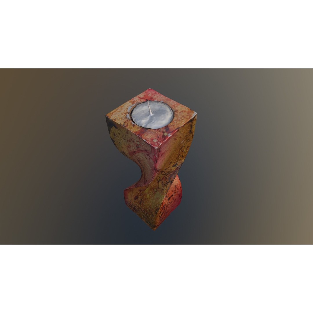 Spiral Candle 3D Model – Low Poly PBR Asset, FBX, OBJ - View 10