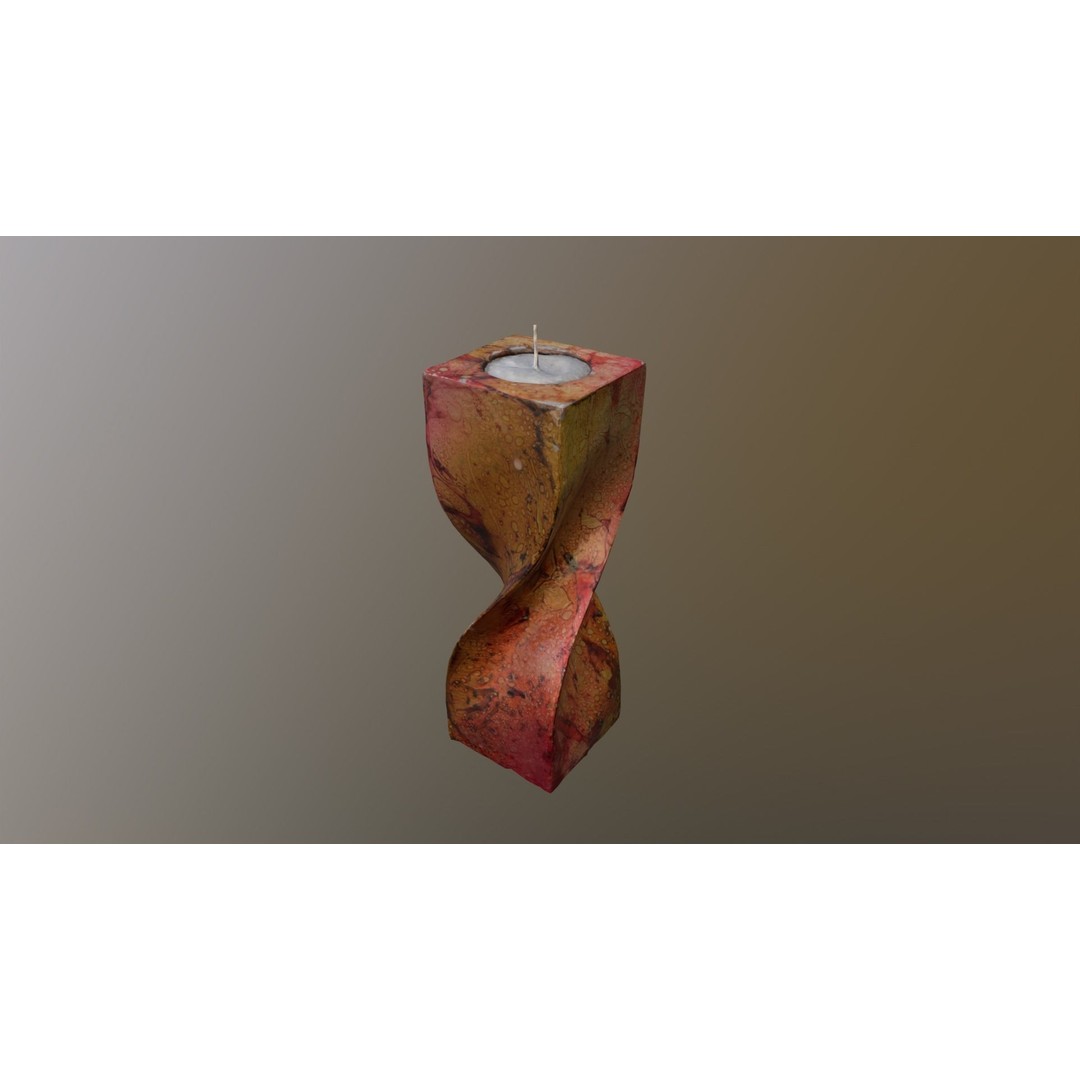 Spiral Candle 3D Model – Low Poly PBR Asset, FBX, OBJ - View 11