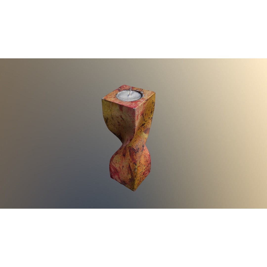 Spiral Candle 3D Model – Low Poly PBR Asset, FBX, OBJ - View 14