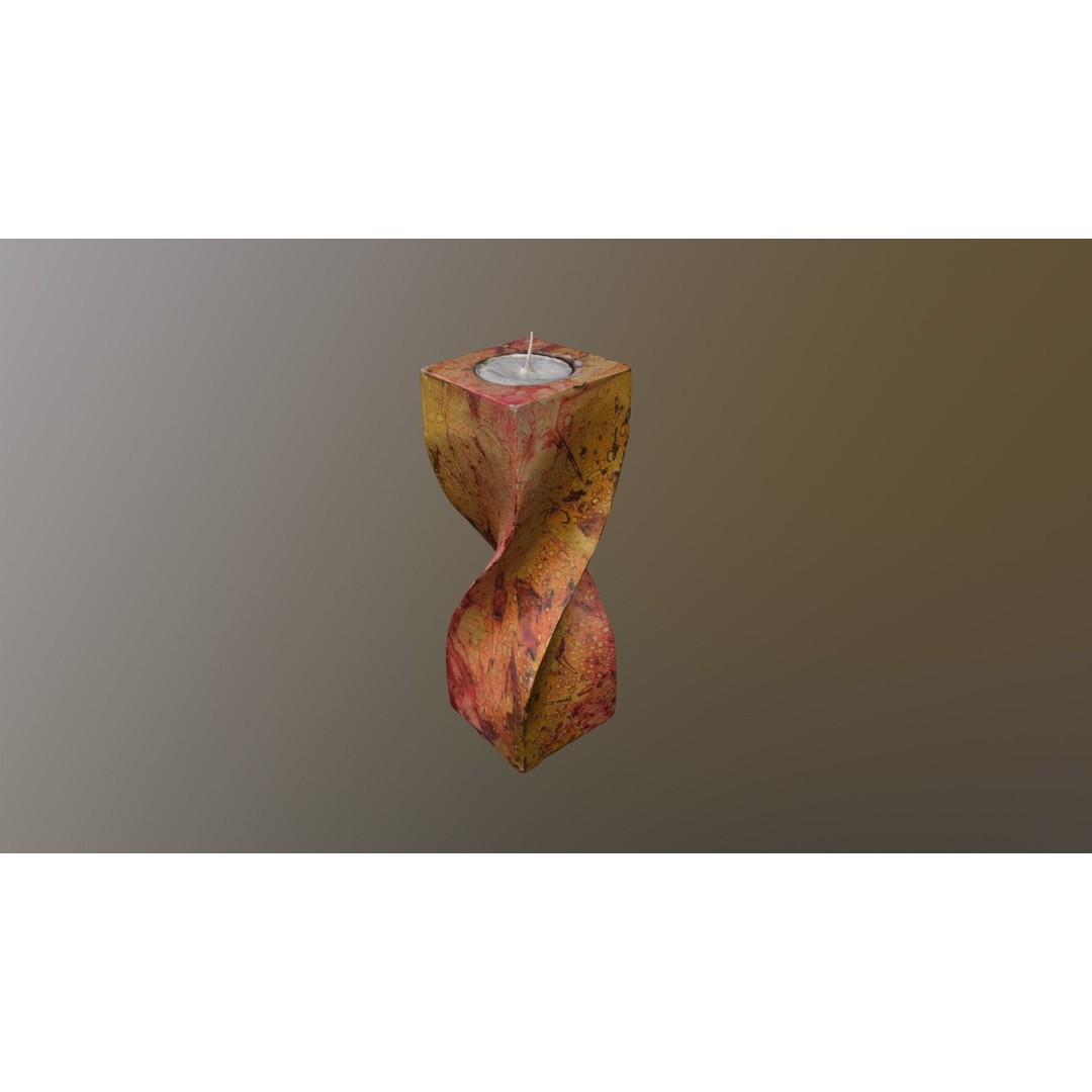 Spiral Candle 3D Model – Low Poly PBR Asset, FBX, OBJ - View 8