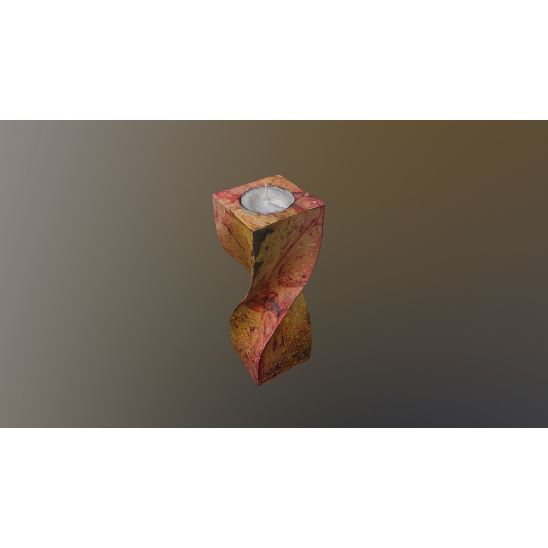Spiral Candle 3D Model – Low Poly PBR Asset, FBX, OBJ - View 9