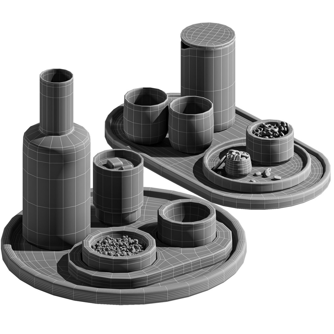 Dishes Tableware Set 3D Model – High Poly Kitchenware, FBX, OBJ