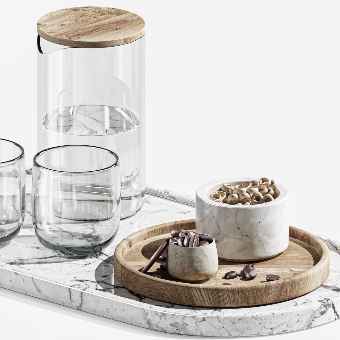 Dishes Tableware Set 3D Model – High Poly Kitchenware, FBX, OBJ - View 3